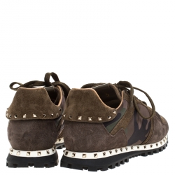 Pre Owned Valentino Multicolor Camo Butterfly Printed Rockrunner Sneakers Size 42