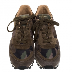Pre Owned Valentino Multicolor Camo Butterfly Printed Rockrunner Sneakers Size 42