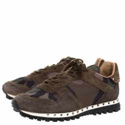 Pre Owned Valentino Multicolor Camo Butterfly Printed Rockrunner Sneakers Size 42