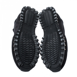 Pre Owned Valentino Dark Blue/Black Suede And Camo Nylon Rockstud Sneakers Size 42.5