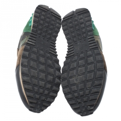 Pre Owned Valentino Multicolor Camouflage Printed Canvas And Leather Rockrunner Sneakers Size 40