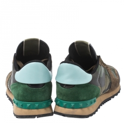 Pre Owned Valentino Multicolor Camouflage Printed Canvas And Leather Rockrunner Sneakers Size 40