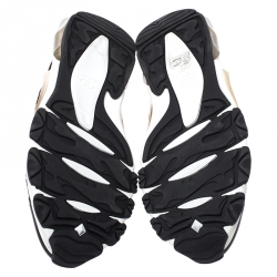 Pre Owned Valentino Black Leather And Suede Bounce Low Top Lace Up Sneakers Size 45