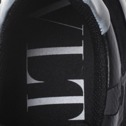 Pre Owned Valentino Black Leather And Suede Bounce Low Top Lace Up Sneakers Size 45