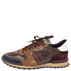 Valentino Multicolor Camouflage Printed Canvas And Leather Rockrunner Sneakers Size 41