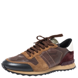 Valentino Multicolor Camouflage Printed Canvas And Leather Rockrunner Sneakers Size 41