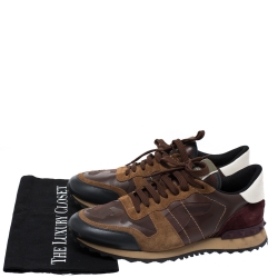 Valentino Multicolor Camouflage Printed Canvas And Leather Rockrunner Sneakers Size 41
