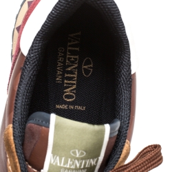 Valentino Multicolor Camouflage Printed Canvas And Leather Rockrunner Sneakers Size 45