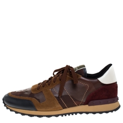 Valentino Multicolor Camouflage Printed Canvas And Leather Rockrunner Sneakers Size 45