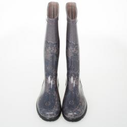 Pre Owned Valentino Lace Print Rubber Rain Boots Size 40