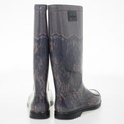 Pre Owned Valentino Lace Print Rubber Rain Boots Size 40