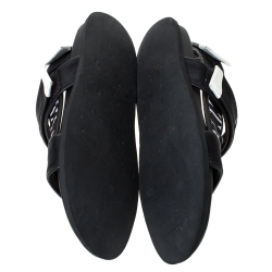 Valentino Black Fabric and Leather VLTN Band Sandals Size 41