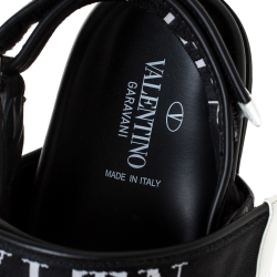 Valentino Black Fabric and Leather VLTN Band Sandals Size 41
