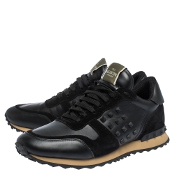 مملوكة مسبقًا ح ذاء رياضي فالنتينو روكرانر سويدي وجلد أسود مقاس 42.5