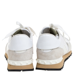 Pre Owned حذاء رياضي فالنتينو "روكرونر" بطراز منخفض من أعلى جلد و سويدي و كانفاس كاموفلاج أزرق و أخضر مقاس 43 