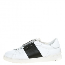 Pre Owned Valentino White/Mountain View Leather Open Sneakers Size 44