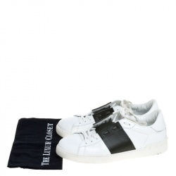 Pre Owned Valentino White/Mountain View Leather Open Sneakers Size 44