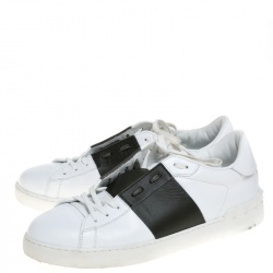 Pre Owned Valentino White/Mountain View Leather Open Sneakers Size 44