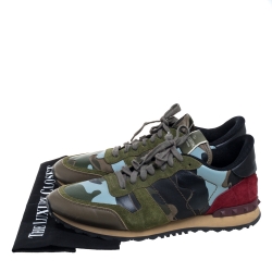 مملوكة مسبقًا Valentino Multicolor Leather And Suede Rockstud Sneakers Size 44
