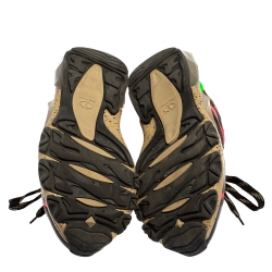 مملوكة مسبقًا Valentino Multicolor Mesh And Leather Camouflage Bounce Low Top Sneakers Size 41