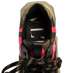 مملوكة مسبقًا Valentino Multicolor Mesh And Leather Camouflage Bounce Low Top Sneakers Size 41
