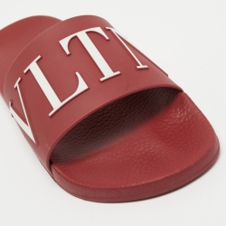 Valentino Red Rubber VLTN Slide Sandals Size 41