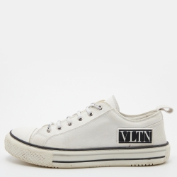 Pre Owned Valentino White Mesh and Rubber Low Top Giggies Sneakers Size 41