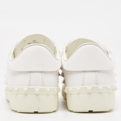 Pre Owned Valentino White Leather Ruckstud Low Top Sneakers Size 43