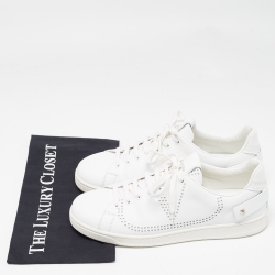 Pre Owned Valentino White Leather Backnet Sneakers Size 42
