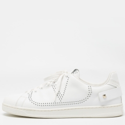 Pre Owned Valentino White Leather Backnet Sneakers Size 42