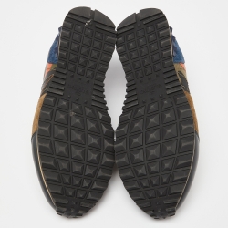 Pre Owned Valentino Multicolor Camouflage Print Canvas, Leather and Suede Rockrunner Low-Top Sneakers Size 42