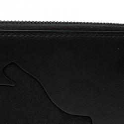 Valentino Black Camouflage Leather Noir Zip Around Wallet