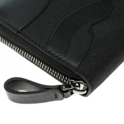 Valentino Black Camouflage Leather Noir Zip Around Wallet