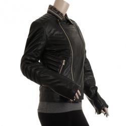 Versace for H and M Black Leather Jacket