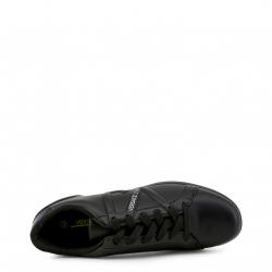 Pre Owned Versace Jeans Black Synthetic Faux Leather Lace Up Sneakers Size 44