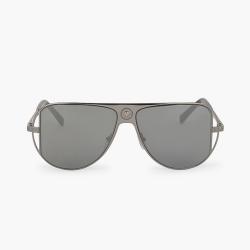 Pre Owned Versace Grey Logo Aviator Sunglasses