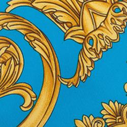 Pre Owned Gianni Versace Turquoise and Gold Silk Tie