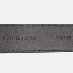 Pre Owned Versace Black Leather Patent Medussa Head Buckle Belt 115CM