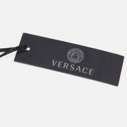 Pre Owned Versace Black Leather Patent Medussa Head Buckle Belt 115CM