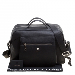 Versace Black Leather Duffle Bag