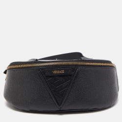 Versace Black Leather V Greca Signature Belt Bag 