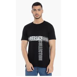 Pre Owned Versace Black Logo Graphic Print T-Shirt L