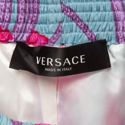 Pre Owned Versace Multicolor Printed Silk Shorts M