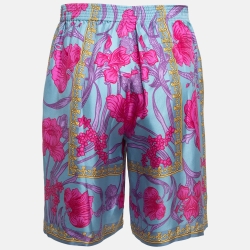 Pre Owned Versace Multicolor Printed Silk Shorts M