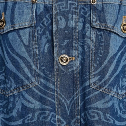 Versace Blue Printed Denim Jacket XL