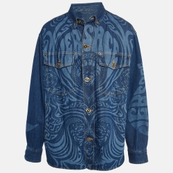 Versace Blue Printed Denim Jacket XL