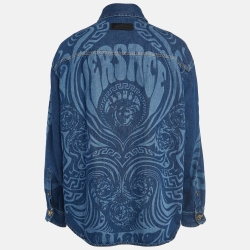Versace Blue Printed Denim Jacket XL