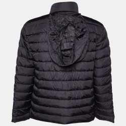 Versace Black Logo Print Down Quilted Zip Up Jacket XXL