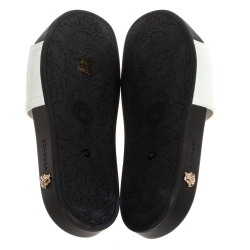 Versace White Baroque Rubber Medusa Head Slides Size 41
