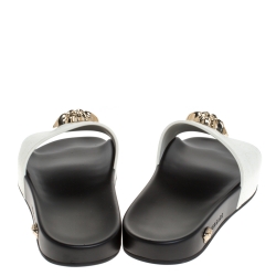 Versace White Baroque Rubber Medusa Head Slides Size 41